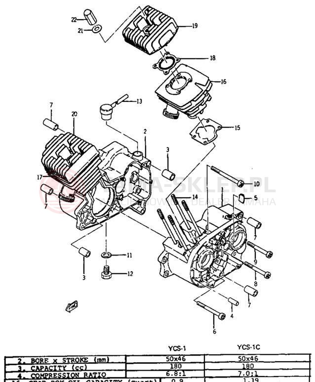 Schemat "Obudowa silnika" do Yamaha YCS1/YCS1C