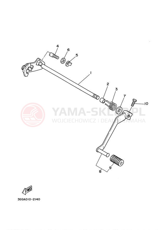 Schemat "Dźwignia zmiany biegów, wałek" do Yamaha BANSHEE YFZ350M