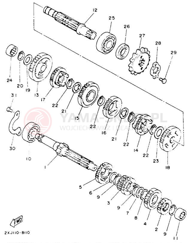 Schemat "Skrzynia biegów " do Yamaha BLASTER YFS200E