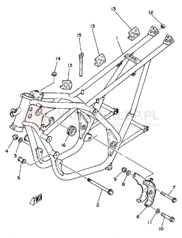 Schemat "rama" do Yamaha TZ125G