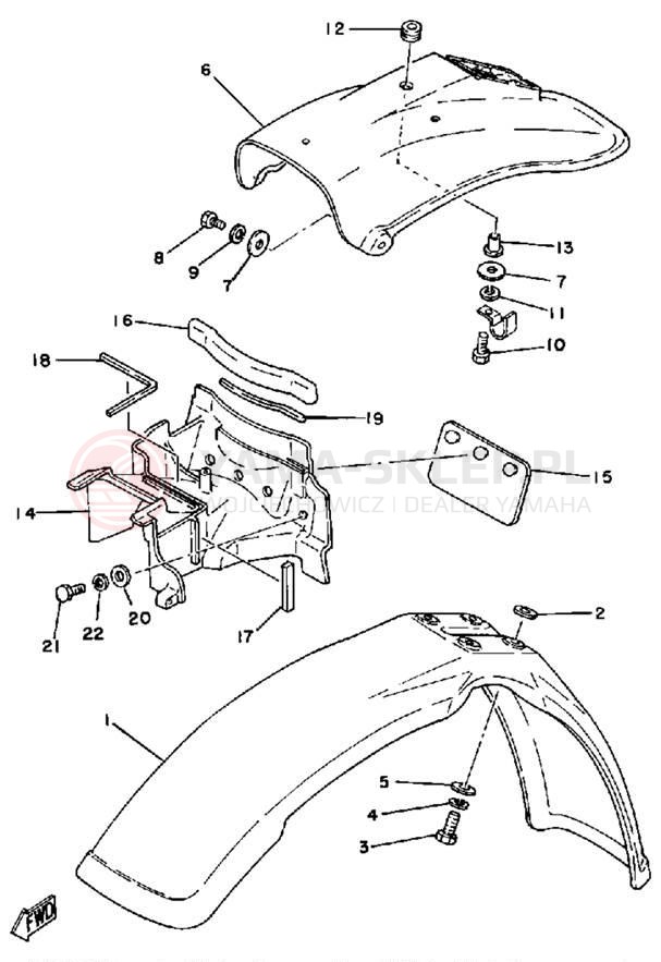 Schemat "Błotniki przód i tył" do Yamaha IT175H