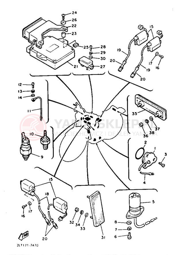 Schemat "układ elektryczny" do Yamaha V-MAX 1200 VMX12B/VMX12BC