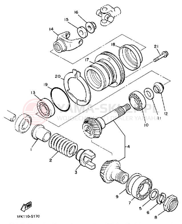 Schemat "Przeniesienie napędu" do Yamaha V-MAX 1200 VMX12U/VMX12UC