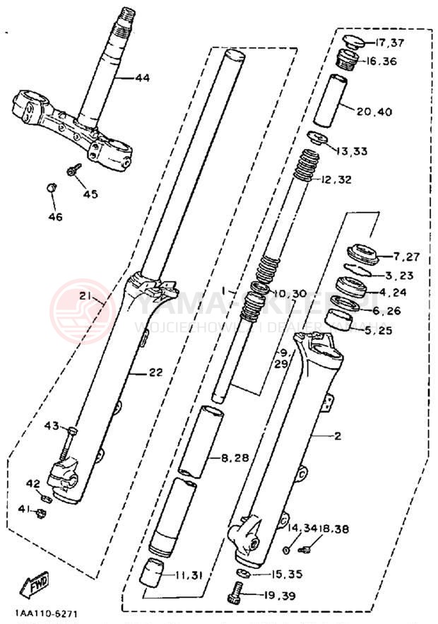 Schemat "Amortyzatory przód" do Yamaha MAXIM X XJ700XS/XJ700XSC
