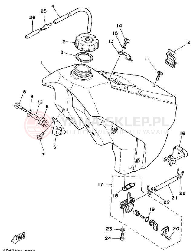 Schemat "zbiornik paliwa" do Yamaha YZ250D1