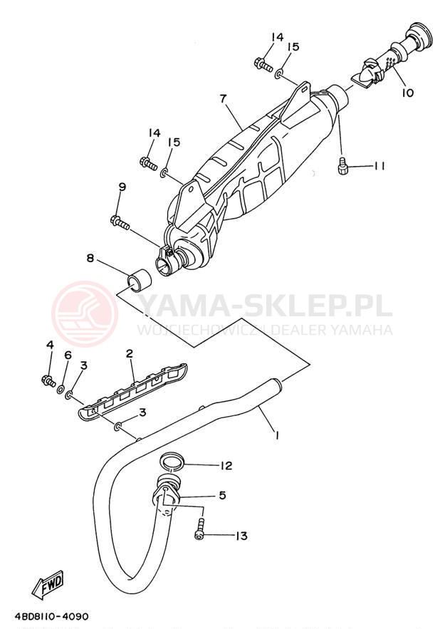 Schemat "Wydech końcowy" do Yamaha TIMBERWOLF 4WD YFB250FWK
