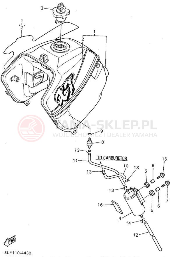 Schemat "zbiornik paliwa" do Yamaha XT600EF/XT600EFC