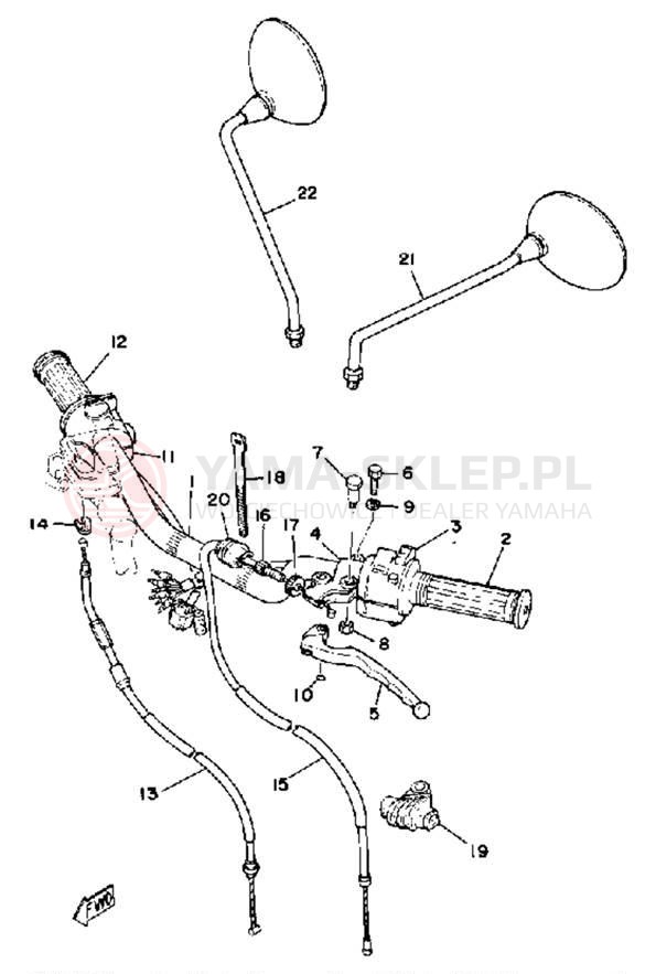 Schemat "Kierownica i osprzęt" do Yamaha XS400E
