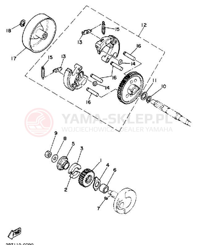 Schemat "sprzęgło" do Yamaha Y-ZINGER PW50D