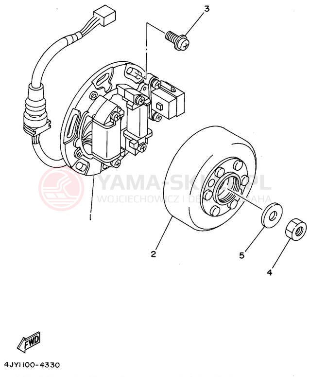 Schemat "prądnica" do Yamaha YZ125 YZ125G1