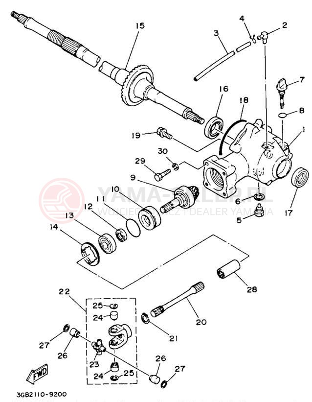 Schemat "Wał napędowy" do Yamaha CHAMP YFM100B