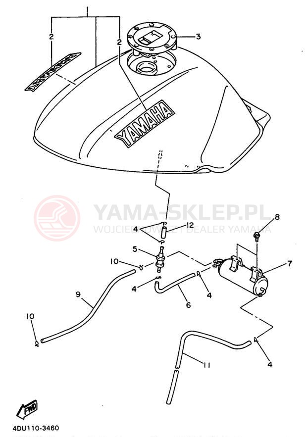 Schemat "zbiornik paliwa" do Yamaha SECA II XJ600SJ/XJ600SJC