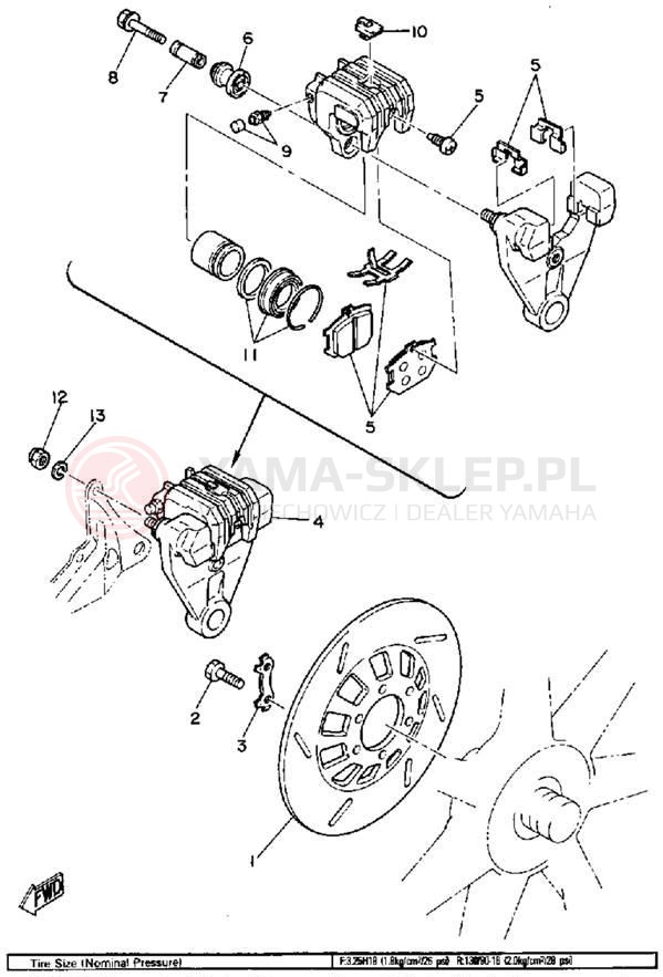 Schemat "Zacisk hamulcowy tylny" do Yamaha XS850SG