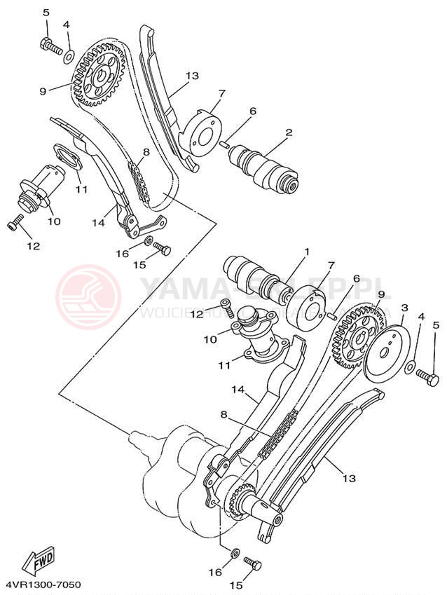 Schemat "Rozrząd - łańcuszek" do Yamaha V-STAR CUSTOM XVS650KC/XVS650K