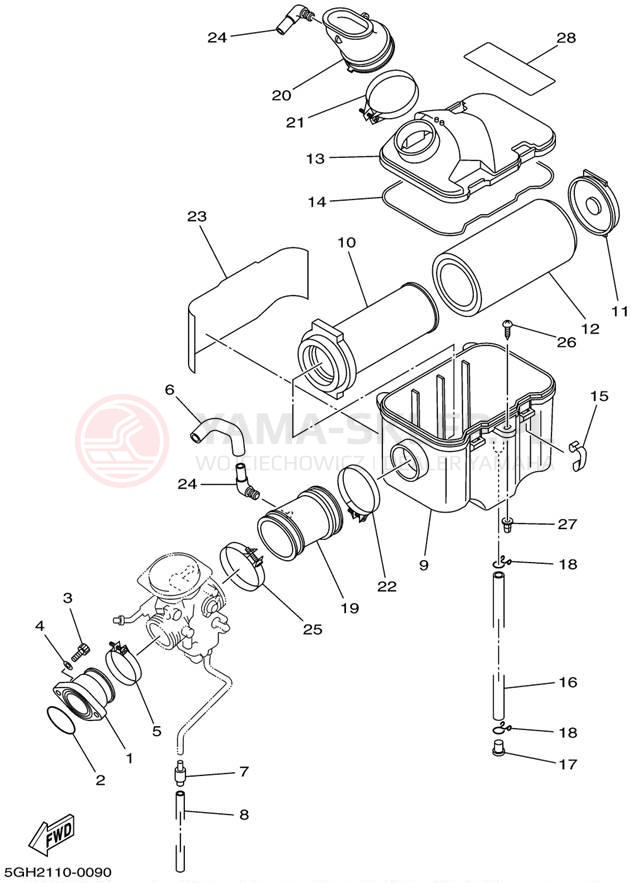 Schemat "Wtrysk paliwa" do Yamaha KODIAK 4WD YFM400FAP