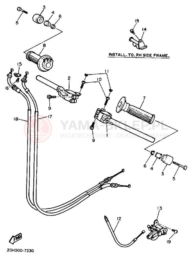 Schemat "Kierownica i osprzęt" do Yamaha FZR1000TC/FZR1000T