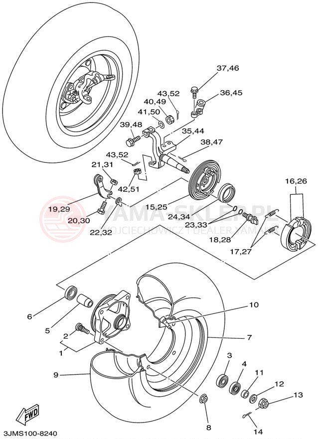 Schemat "Koło przód" do Yamaha BLASTER YFS200P