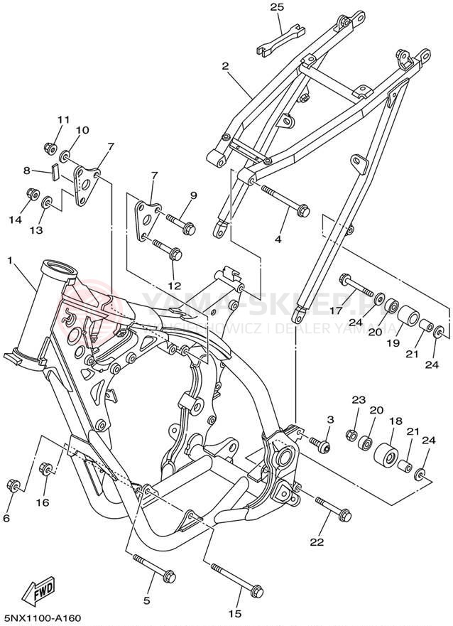 Schemat "rama" do Yamaha YZ250 YZ250P