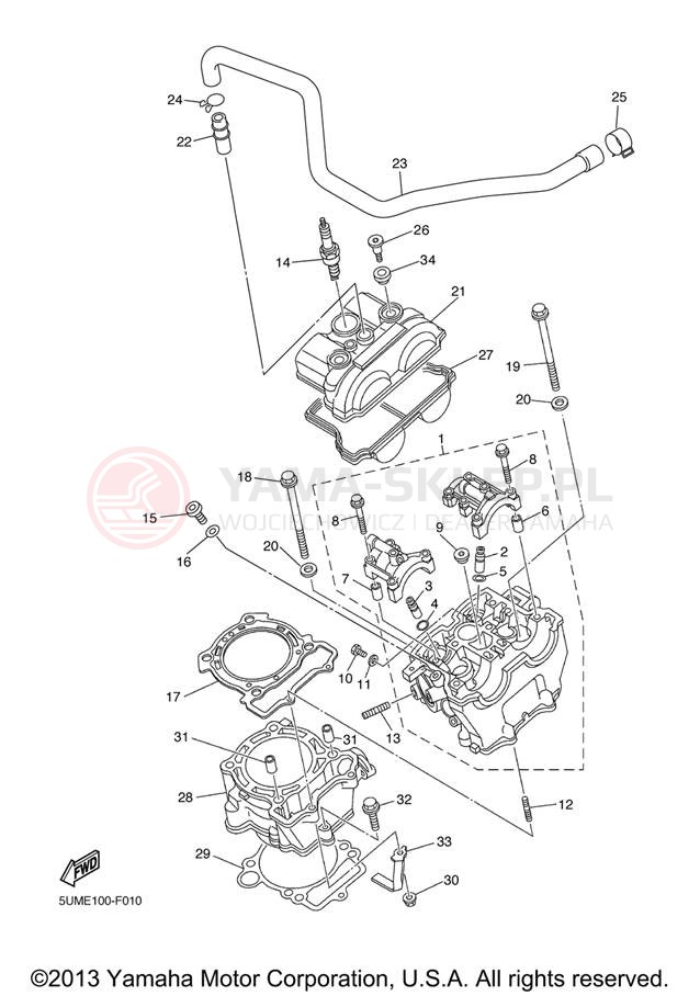 Schemat "cylinder" do Yamaha WR250FX WR250FX
