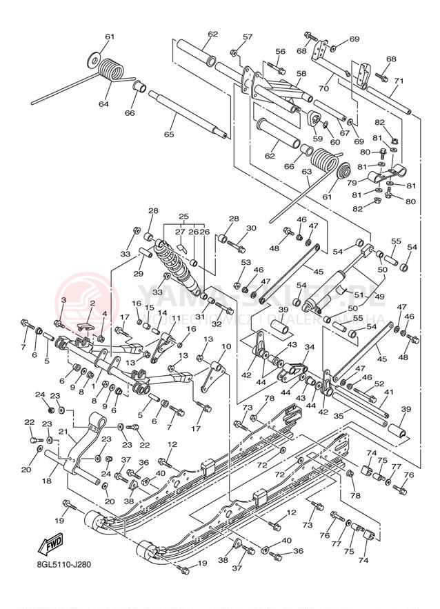 Schemat "Zawieszenie gąsiennicy" do Yamaha FX NYTRO FX10BL