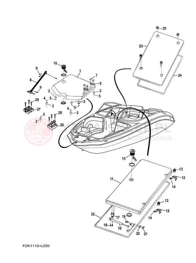 Schemat "DECK HATCH" do Yamaha SX210 LAT1100BM