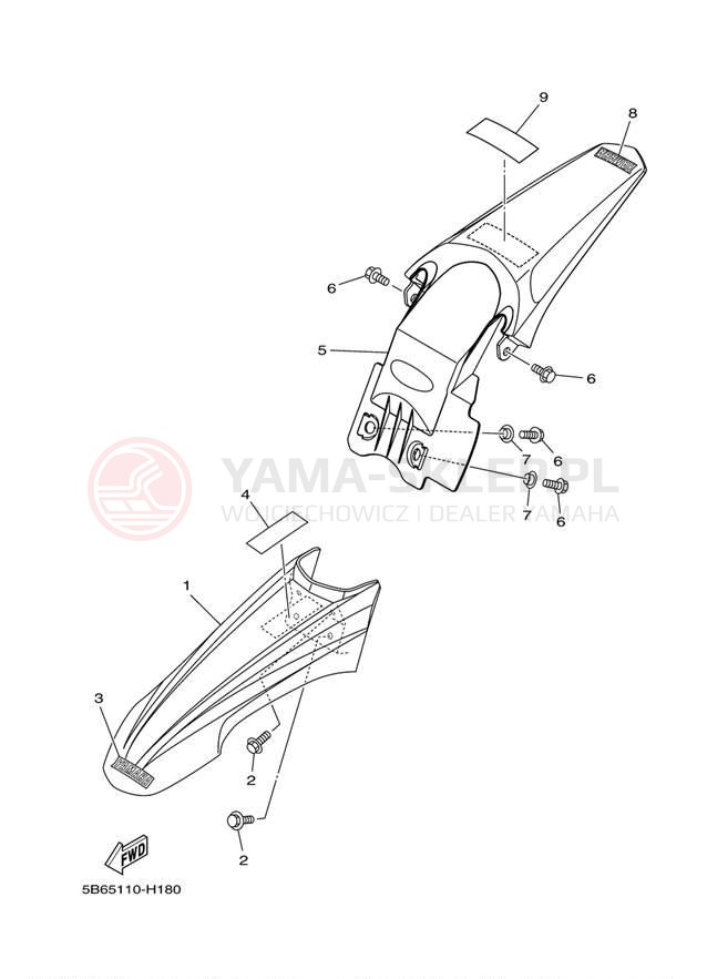 Schemat "błotnik" do Yamaha TTR110E TTR110EY