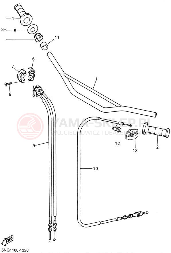 Schemat "Kierownica i osprzęt" do Yamaha WR426F WR426FN