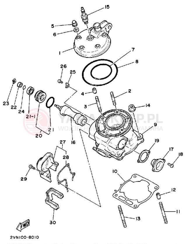 Schemat "cylinder" do Yamaha YZ125U