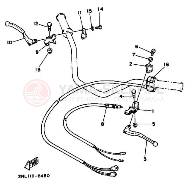 Schemat "Kierownica i osprzęt" do Yamaha TERRA PRO YFP350U