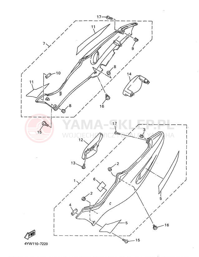 Schemat "Pokrywa boczna" do Yamaha YZF1000RJC/YZF1000RJ