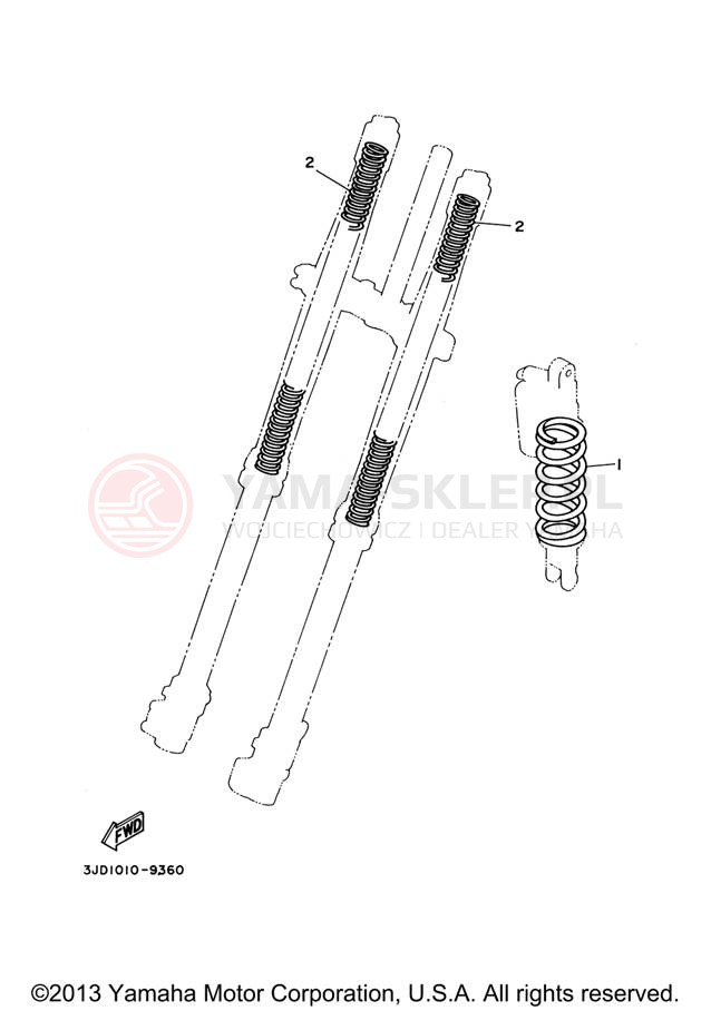 Schemat "Zawieszenie przód" do Yamaha YZ250 YZ250V