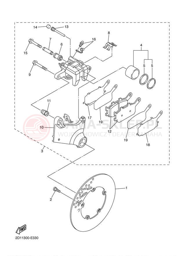 Schemat "Zacisk hamulcowy tylny" do Yamaha FZ6 FZS6WC/FZS6W