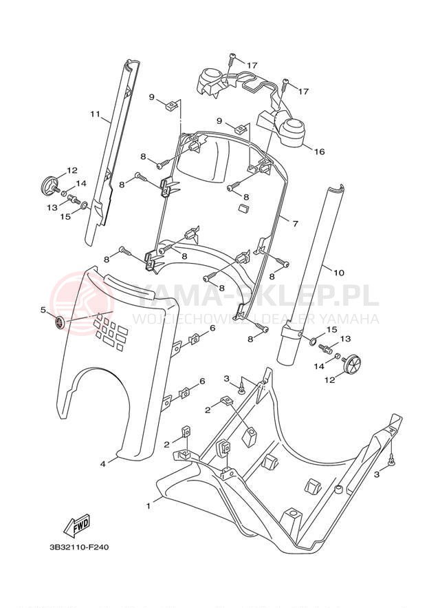 Schemat "Nadwozie przód" do Yamaha C3 XF50XR/XF50XW/XF50XL