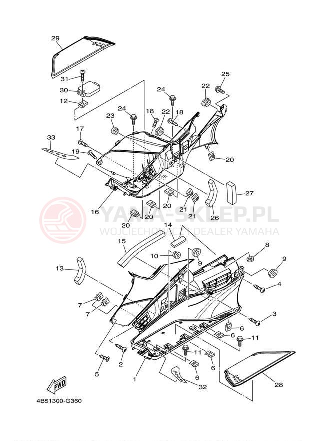 Schemat "Stopka postojowa i podnóżki" do Yamaha TMAX XP500ZS