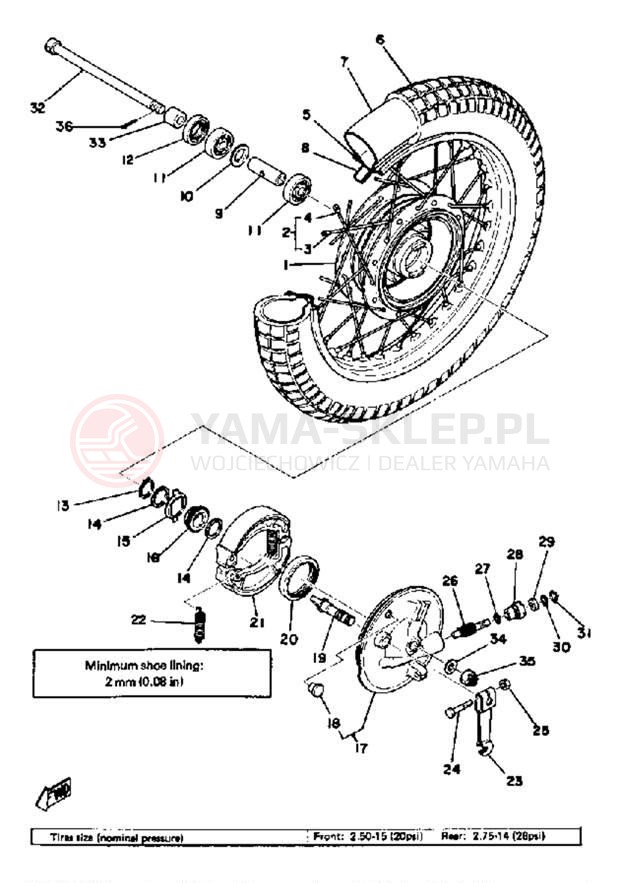Schemat "Koło przód" do Yamaha GT80G