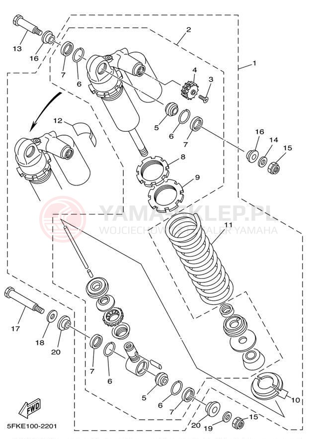 Schemat "zawieszenie tył" do Yamaha BANSHEE YFZ350G_MN