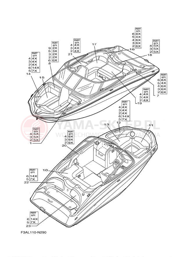 Schemat "Schowek pod siedzeniem," do Yamaha SX190 RX1800CN/RX1800DN