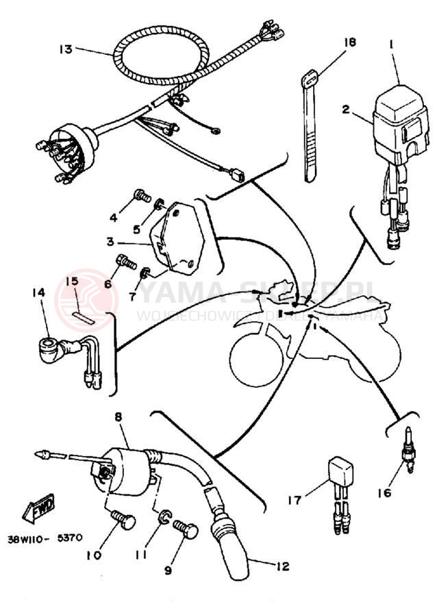 Schemat "układ elektryczny" do Yamaha YTZ250S