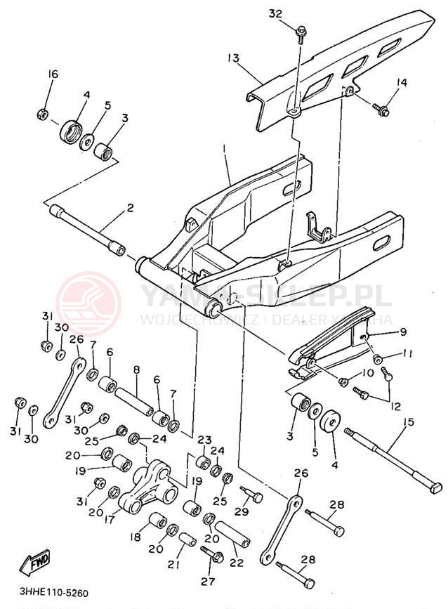 Schemat "wahacz" do Yamaha FZR600RG/FZR600RGC