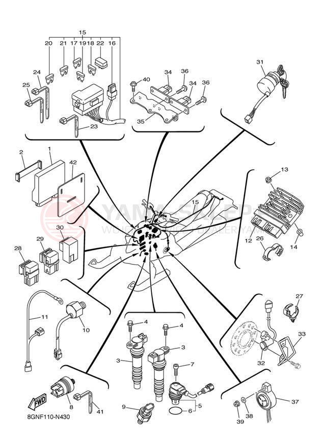 Schemat "układ elektryczny" do Yamaha PHAZER XTX PZ50XTEW