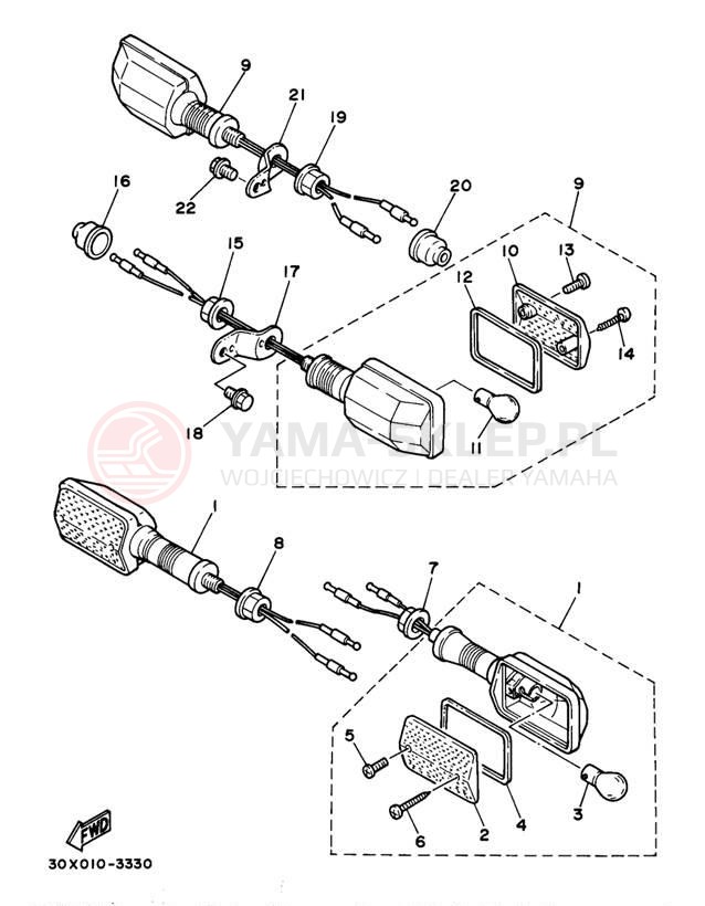 Schemat "kierunkowskazy" do Yamaha XT350J/XT350JC