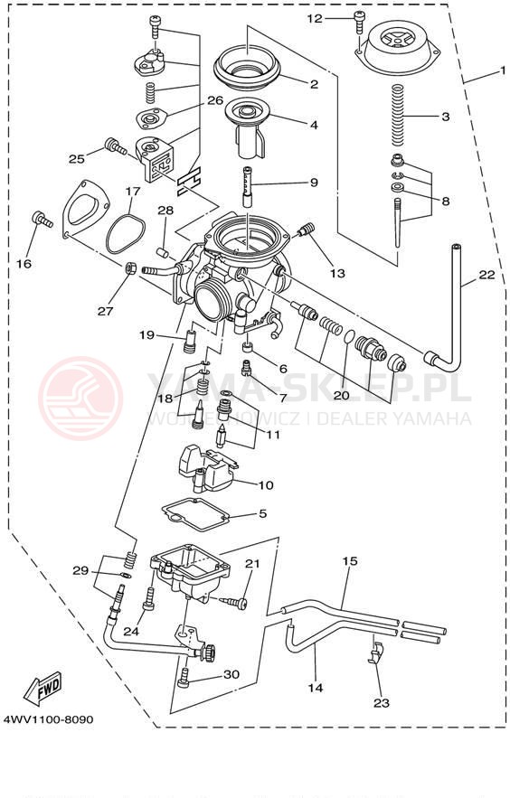 Schemat "Gaźnik" do Yamaha GRIZZLY YFM600FWAL/YFM600FWAL
