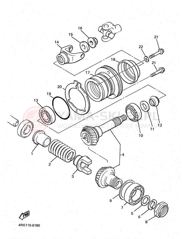 Schemat "Przeniesienie napędu" do Yamaha XVZ13AKC/XVZ13AK