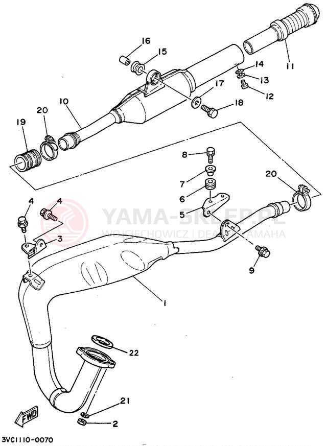 Schemat "Wydech końcowy" do Yamaha RT180A