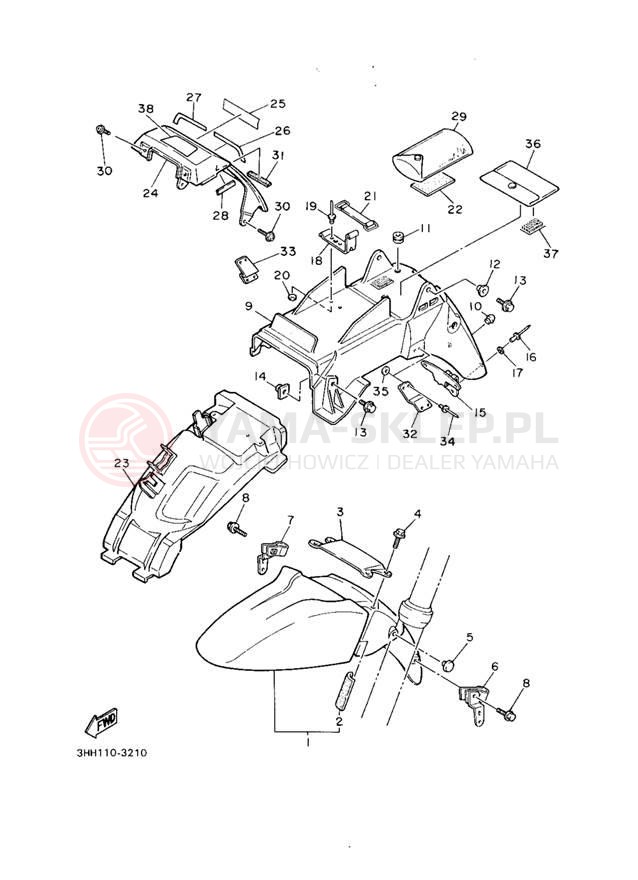 Schemat "błotnik" do Yamaha FZR600RE