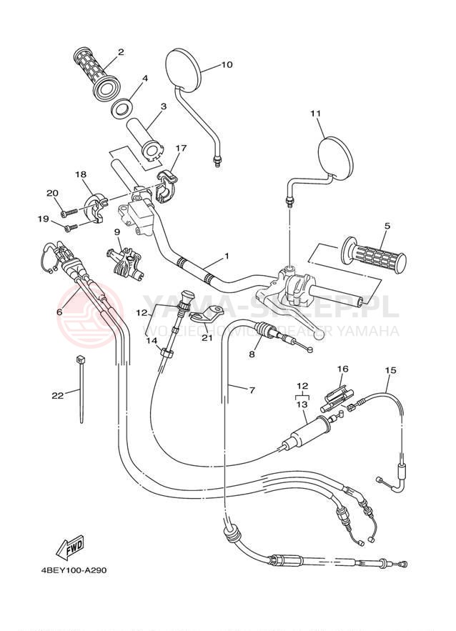 Schemat "Kierownica i osprzęt" do Yamaha XT225 CA XT225WC/XT225W