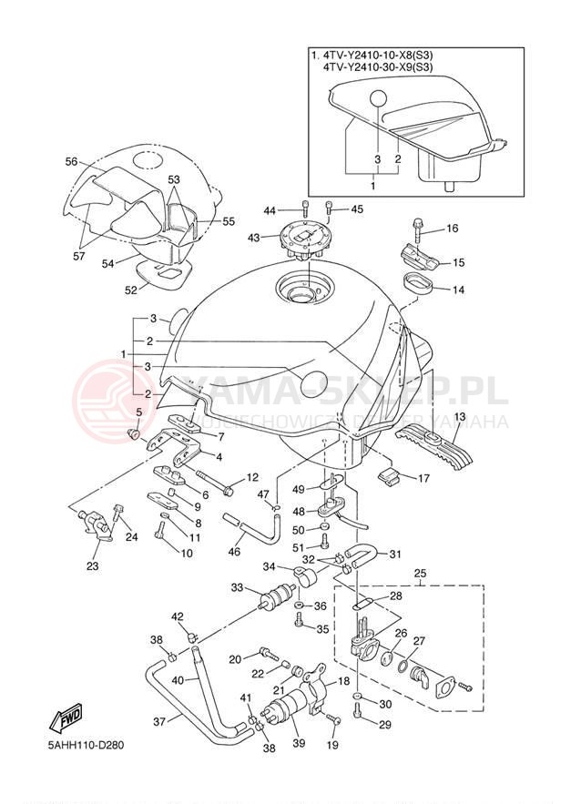 Schemat "zbiornik paliwa" do Yamaha YZF600R YZF600RT/YZF600RTC