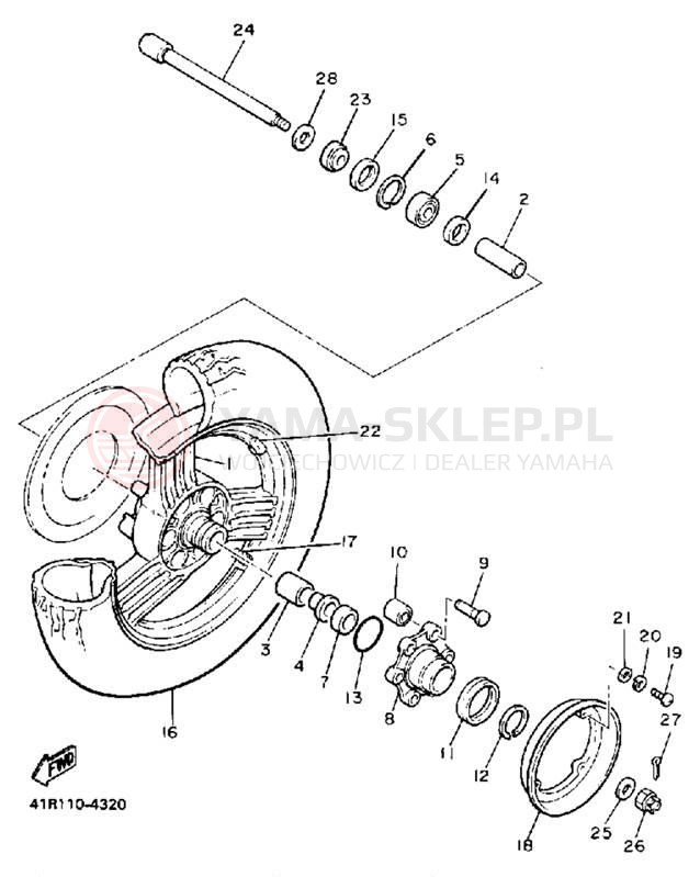 Schemat "Koło tył" do Yamaha XVZ13U/XVZ13UC
