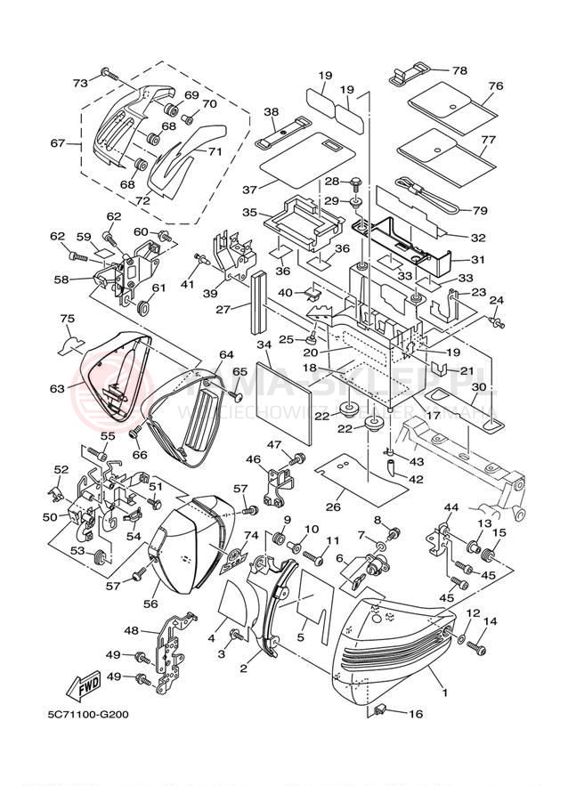 Schemat "Pokrywa boczna" do Yamaha RAIDER XV19CXCR/XV19CXR