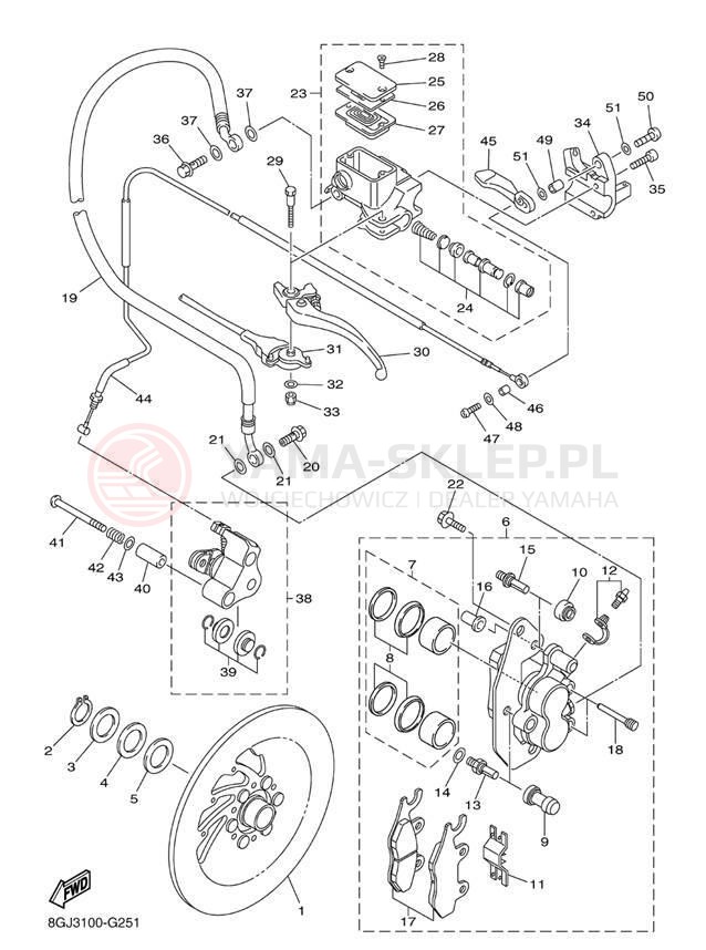Schemat "hamulec" do Yamaha PHAZER XTX PZ50XTEW